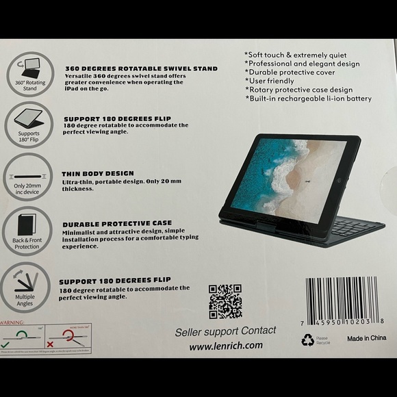 Lenrich Keyboard + case 12.9 inch PRO 3rd gen, same or next day shipping - Picture 2 of 6